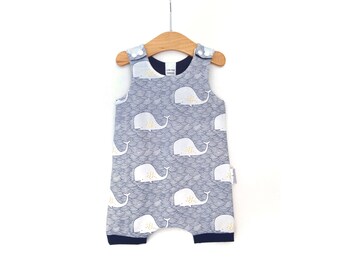 Whale Harem Romper, Baby Boy Romper, Boys Harem Romper, Whale Harem Romper, Boys Summer Romper, Baby Harem Romper, Boys Whale Romper