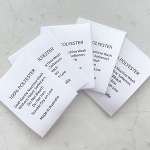 Washing Care Instructions Labels, Satin Labels, 100% Polyester, woven, Wash labels, Care tags, sew in tags