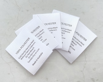 Labels wasonderhoudsinstructies, satijnen labels, 100% polyester, geweven, waslabels, waslabels, innaailabels
