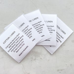 Washing Care Instructions Labels, Satin Labels, Cotton Linen, woven, Wash labels, Care tags, sew in tags