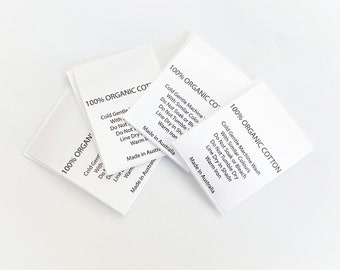 Labels wasonderhoudsinstructies, satijnen labels, 100% biologisch katoen, geweven, waslabels, waslabels, innaailabels