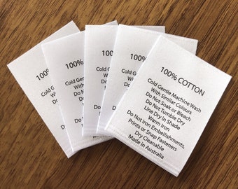 Washing Care Instructions Labels, Satin Labels, 100% Cotton, woven, Wash labels, Care tags, sew in tags