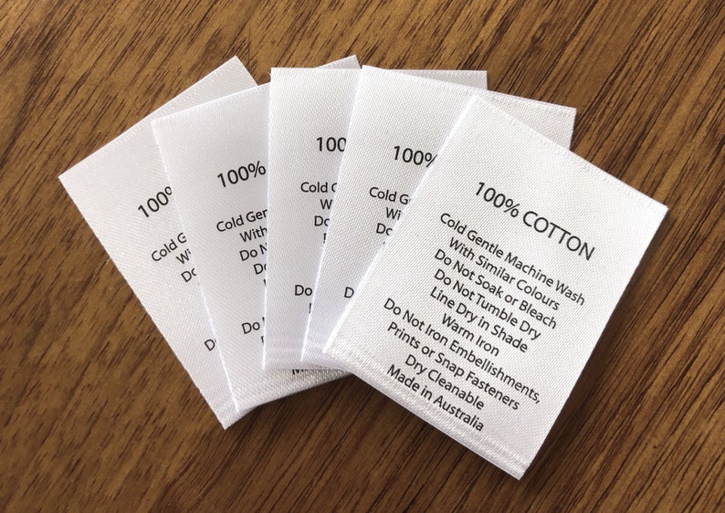 Washing Care Instructions Labels Satin Labels 100 Cotton Etsy Canada