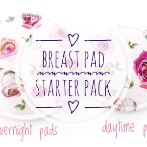 Breastfeeding pack, starter pack, baby shower gift, Bamboo Breast pads, washable breast pads, breast pad pack, night time pads, assorted