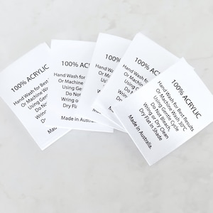 Care Labels for Handmade Items, Business Card Size Tags for