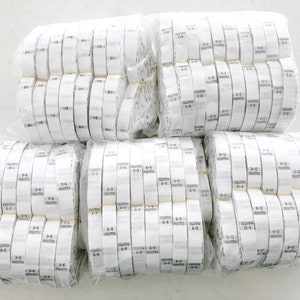 Size labels, tags, OSFM, 3-6 months, 6-9 months, 9-12 months, sew in, Newborn, 00000, 0000, 000, 00, XS, XL, Adults, Kids, clothing label image 1