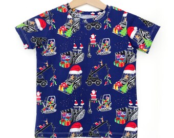 Boys Christmas Digger T-Shirt, Christmas Shirt, Digger Tee, Top, tshirt, diggers, Christmas Clothes, Boys Christmas Outfit, Clothing, Boy
