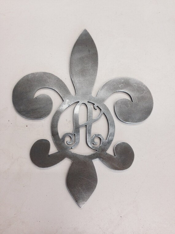 Monogram letter With Fleur-de-lis Metal Wall Art Decor