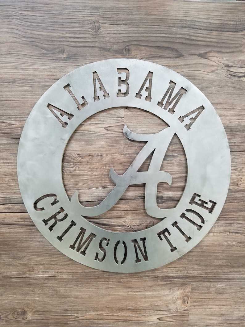 Alabama Crimson Tide Circle With Metal A Logo Home Decor Etsy
