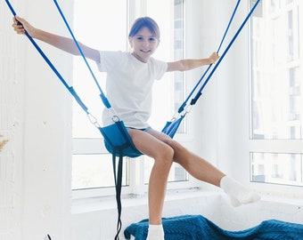 Columpio sensorial para adultos, columpio de salto, interior para adolescentes y adultos, columpio al aire libre, gimnasio, 8 cuerdas expansoras, parque infantil, mini regalos para niños