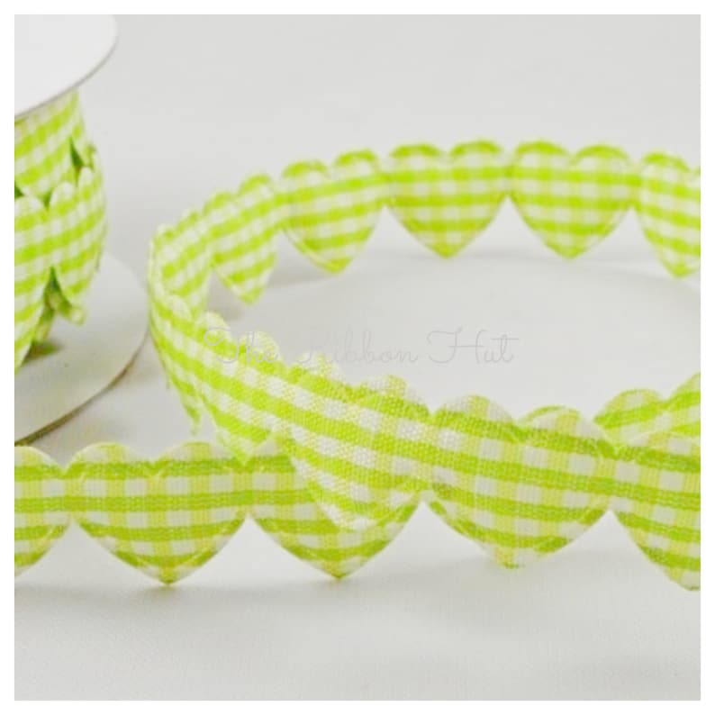 Padded Hearts Gingham Fabric Weddings,Cake Decorations,Crafts,Scrap booking,Embellishments Per Metre Cut Length 15 mm Check Plaid
