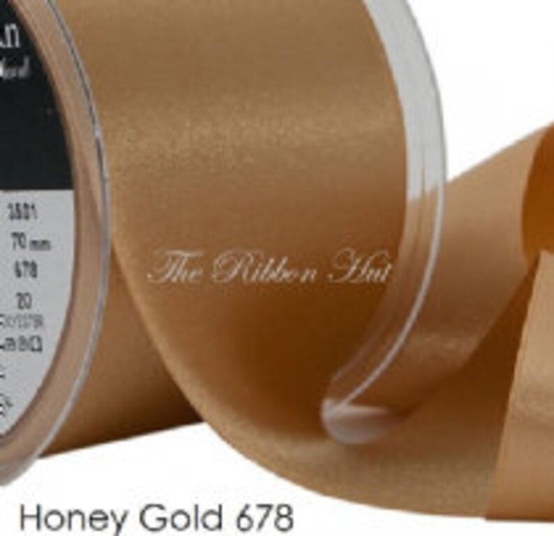 Double Faced Satin by Berisfords-Honey Gold-9 Widths-2 Meter and 5 Meter Lengths-Weddings,Cake Decorations,Crafts,Embellishments,Trimmings