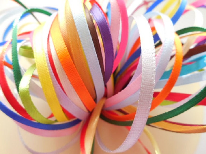 3mm Double Satin Ribbon Bundle/PackMixed Colours 10 Pieces x 1 Mtr Lengths