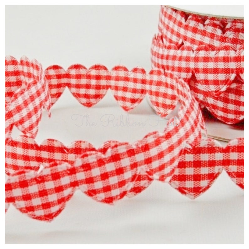 Padded Hearts Gingham Fabric Weddings,Cake Decorations,Crafts,Scrap booking,Embellishments Per Metre Cut Length 15 mm Check Plaid