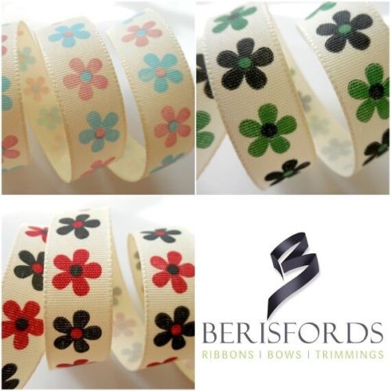 1m Berisfords 15mm Printed Christmas Ribbon Choice Designs For Card Making Craft