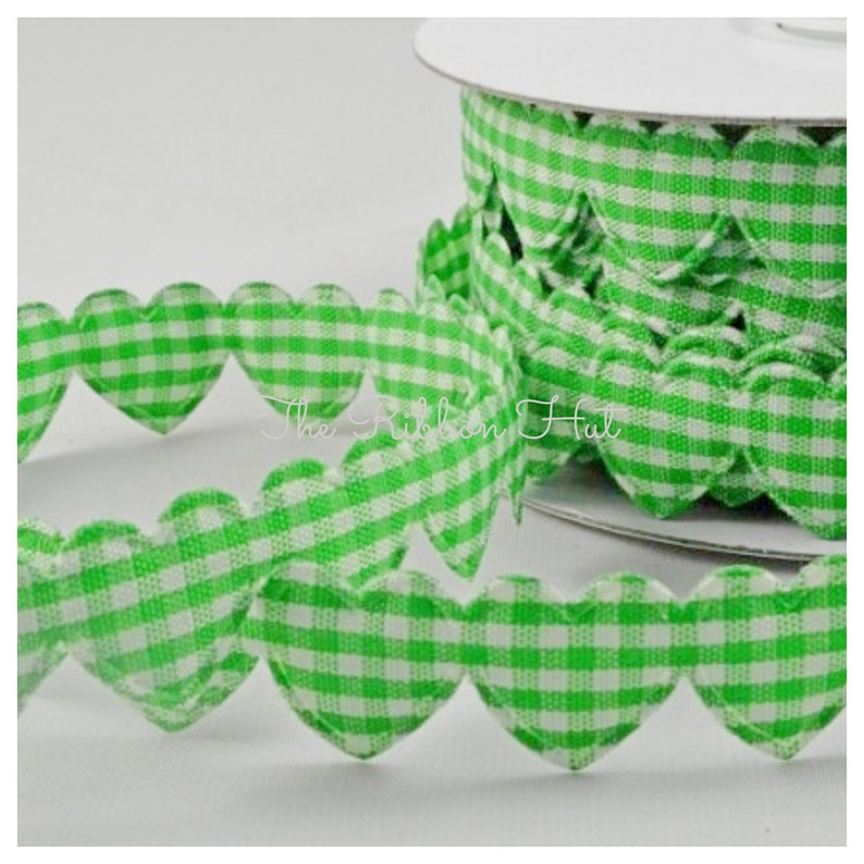 Padded Hearts Gingham Fabric Weddings,Cake Decorations,Crafts,Scrap booking,Embellishments Per Metre Cut Length 15 mm Check Plaid