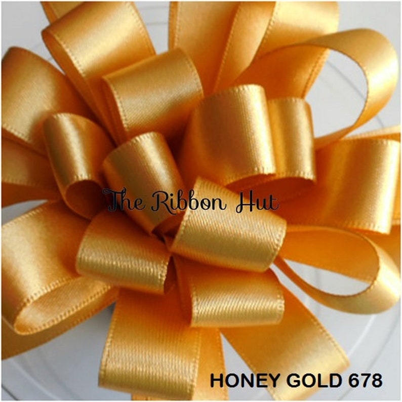 Double Faced Satin by Berisfords-Honey Gold-9 Widths-2 Meter and 5 Meter Lengths-Weddings,Cake Decorations,Crafts,Embellishments,Trimmings