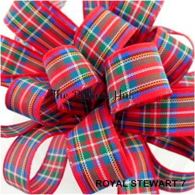 2mtrs 5mtrs Lengths Weddings,Cake Decors,Crafts,Bows,D I Y Royal Stewart Tartan Ribbon 7 mm,10 mm,16 mm,25 mm,40 mm and 70 mm Widths