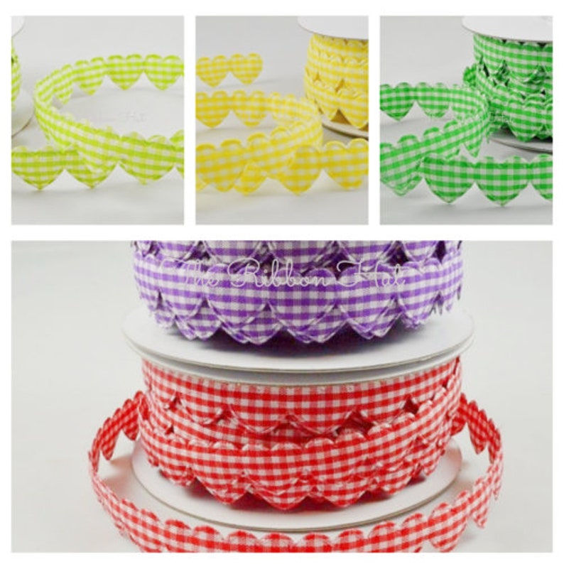 Padded Hearts Gingham Fabric Weddings,Cake Decorations,Crafts,Scrap booking,Embellishments Per Metre Cut Length 15 mm Check Plaid