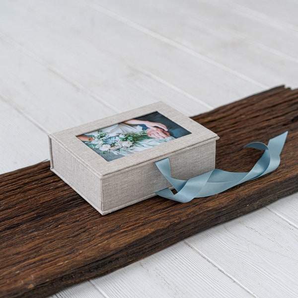 Wedding memory keepsake box, 5x7 linen photo box, Presentation box, Proof Box, Usb box