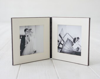 Matted linen photo display for 8x8" photos, picture display