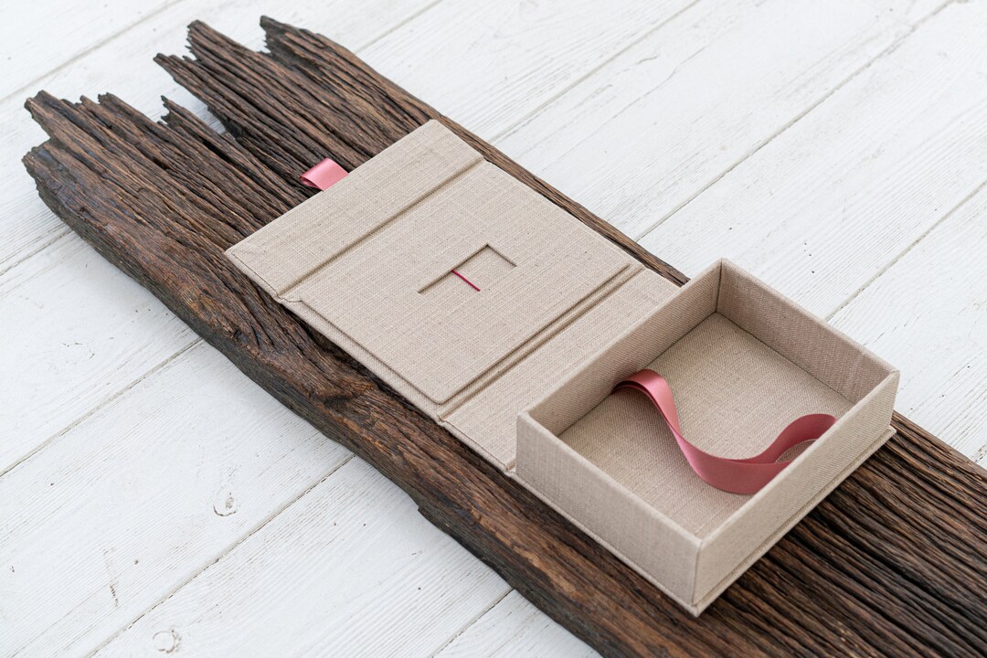 Linen Photo Box 5x7 Linen Box With Closure Wedding Keepsake