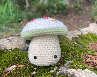 Embroidered crochet mushroom