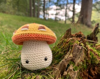Embroidered crochet mushroom