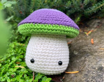 Embroidered crochet mushroom