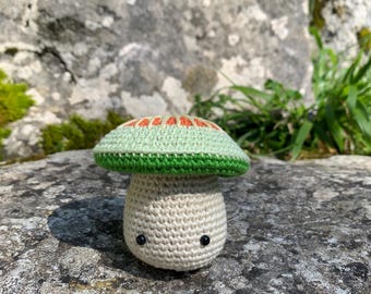 Embroidered crochet mushroom