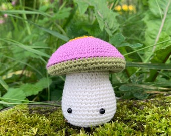 Embroidered crochet mushroom