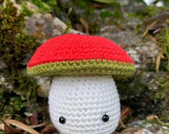 Embroidered crochet mushroom