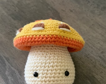 Embroidered crochet mushroom