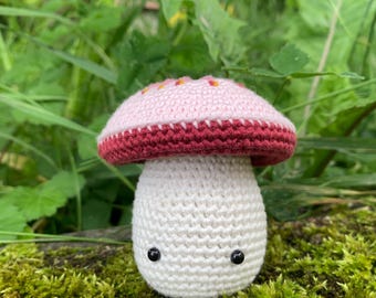 Embroidered crochet mushroom