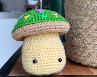 Embroidered crochet mushroom