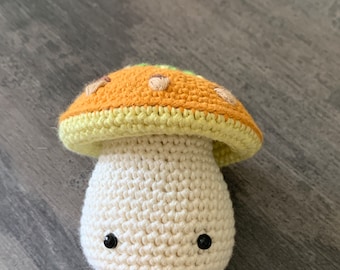 Embroidered crochet mushroom