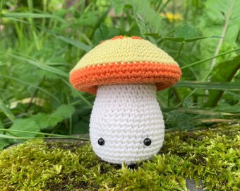 Embroidered crochet mushroom