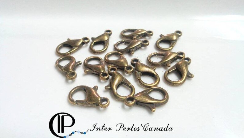 10 antique bronze claw clasp12x6mm 1mm hole