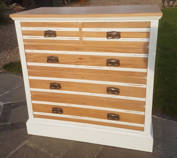Large Victorian Chest Of Drawers Painted Drawers Vintage Etsy