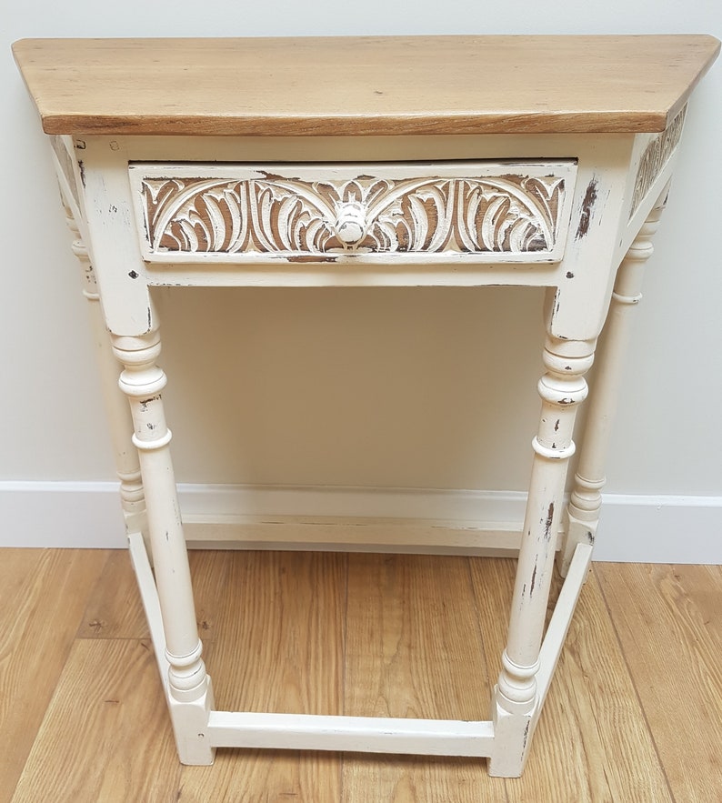 Vintage Painted Solid Oak Hall Table Side Table Lamp Etsy