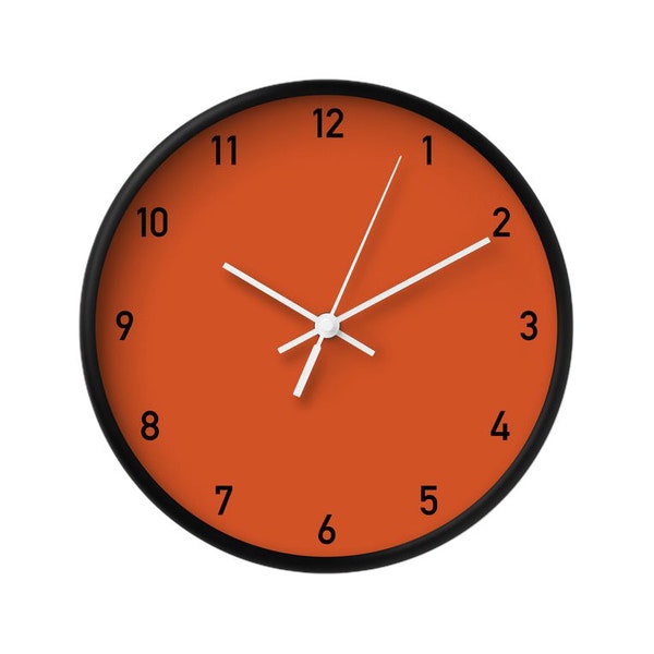 Numbers Wall Clock. Nordic, Orange, Color, Classic, Minimal, Modern, Wall Clocks, Basic, Boho, Home Decor, Scandinavian, Retro, Wood Clock