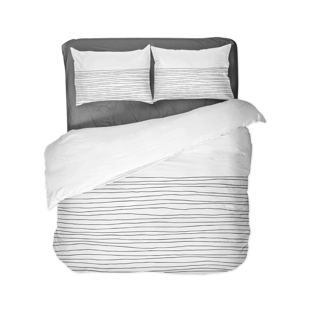 White Striped Duvet Cover / Comforter / Pillow Shams. Hand Etsy