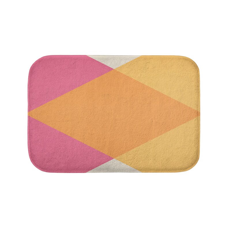 Mid Century Bath Mat Bathroom Mats Yellow Blue Abstract Etsy