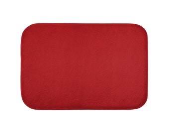 Red Solid Bath Mat, Bathroom Mats, Cool, Fashion, Color, Boho, Minimal, Modern, Bath Decor, Bathroom Rugs, Bath Rug, Bath Mats, Non-Slip