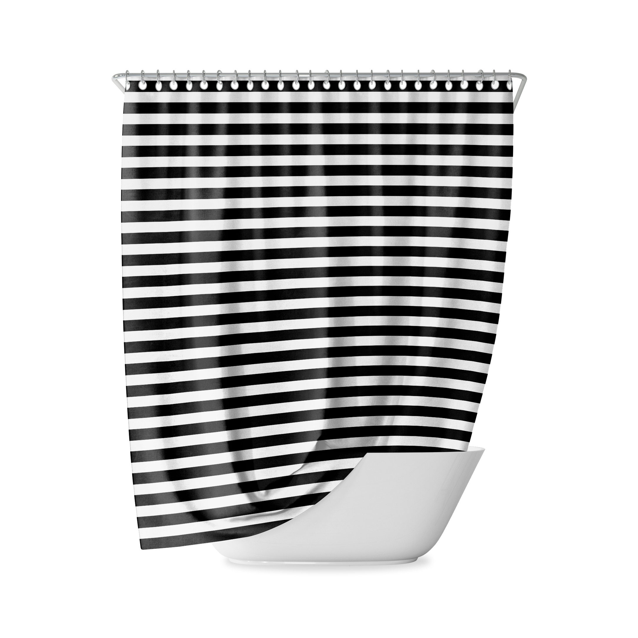 Black and White Striped Shower Curtain Bathroom Curtains Etsy