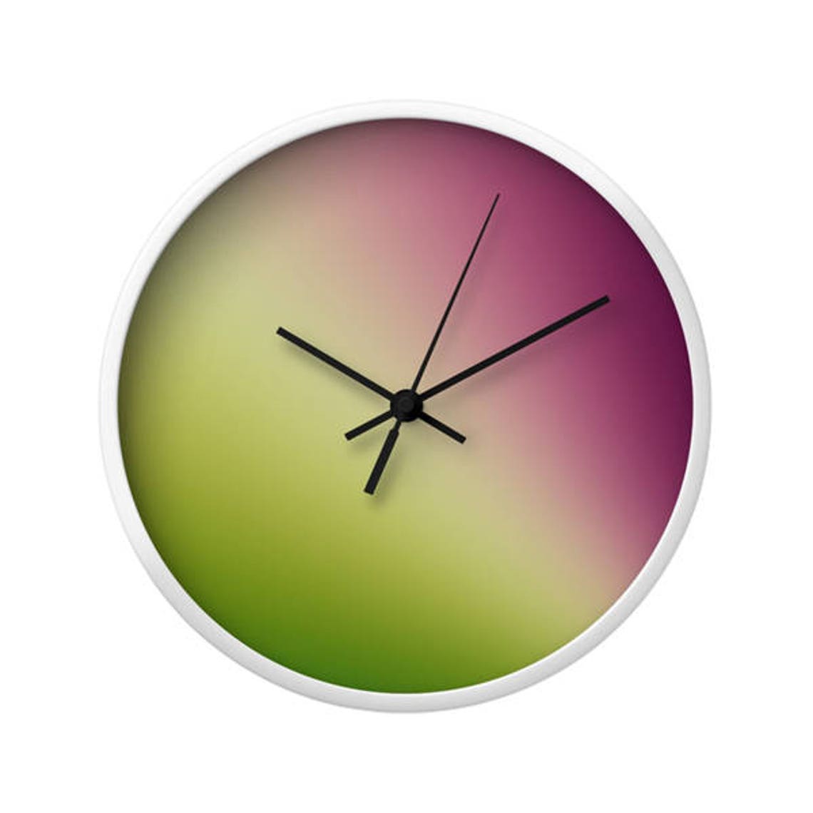 Gradient Ombre Turquoise Pink Wall Clock. Wall Art Abstract Etsy