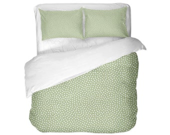 Green Little Dots Duvet Cover / Comforter / Pillow Shams. Dotted, Polka Dots, Leaves Color, Abstract, Minimal, Nice, Twin, Full, Queen, King