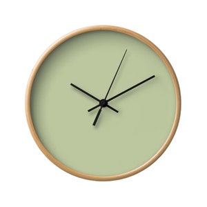 Solid Wall Clock. Green, Boho, Bohemian, Soft Green, Nordic, Classic, Solid Color, Wall Decor, Nature, Home Decor, Scandinavian, Wood Clocks