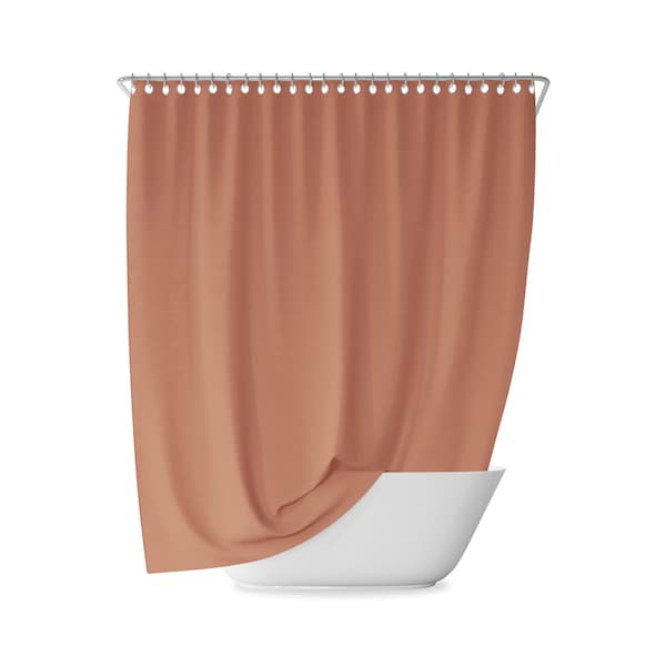 Clay Solid Color Shower Curtain, Boho Style, Bohemian Decor, Bathroom Curtains, Terracota, Plain, One Color, Minimal Decor, Bath Decoration