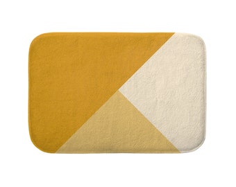 Mustard Geometric Bath Mat, Bathroom Mats, Yellow, Color Tones, Gradient, Simple, Abstract, Modern, Bath Decor, Bathroom Rugs, Rug, Non-Slip